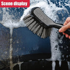 Tire & Wheel Brush for Car Rims - Short Handle Stiff Bristle Auto Detailing Scrub Brush | No Scratch Car Wash Brush Cleaning Tool for Tires, Wheels, Rims, Floor Mats, Carpet, Cars, Home(Gray)