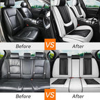 Car Seat Covers, Premium Leather Car Seat Covers, Waterproof and Breathable Seat Covers, Universal Car Seat Protector Fit for Cars, Trucks, SUVs, Pick-ups (Black & White, FullSet)