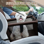 PetsHome Dog Car Seat Foldable Dog Car Booster Seat Waterproof Breathable Oxford Travel Bag for Small to Medium Dogs, Puppies, and Pets-Pure Coffee