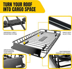MAXXHAUL 50506 64" x 39" x 6" Heavy-Duty Universal Steel Roof Rack , Black