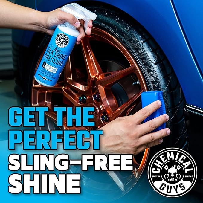Chemical Guys Silk Shine Tire and Trim Dressing and Protectant – Non-Greasy Vinyl, Plastic & Rubber Spray, Plastic Restorer for Cars – Restores Shine for Cars, Trucks, Motorcycles, RVs, 128 oz