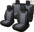 3D Air Mesh Car Seat Cover Full Sets Washable and Breathable Premium Cloth Automotive Vehicle Seat Covers for Cars Interior, Universal Fit for Most Cars, Sedan, Truck, SUV(Black/Gray)