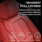 Coverado Car Seat Covers Full Set, Premium Nappa Leather Seat Covers for Car, Waterproof Car Seat Protector with Lumbar Support, Automotive Seat Covers Universal Fit for Most Cars SUV Truck, (Red)