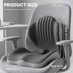 Seat Cushion, Office Chair Seat Cushions with L-Shaped Ergonomic Design, Memory Foam Seat Cushion with Coccyx Hollow, Lumbar Support Pillow & Tailbone Pain Relief for Long Sitting (Grey)