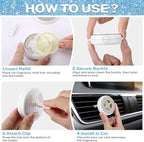 Car Fragrance Holder Compatible with Bath & Body Works Refills (Not Included), Air Freshener Vent Clip or Visor Clip, Refillable Scent Holder, Easy to Open Car Diffuser(White,Diamond)
