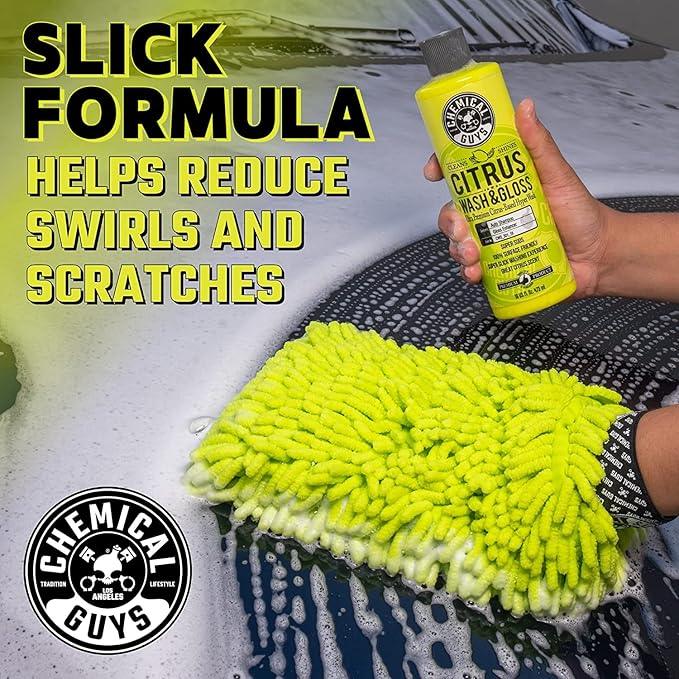 Chemical Guys CWS_101_64BK Car Wash Detailing Bucket, Mitt & Accessories Bundle (6 Items) Featuring Maxi-Suds II Foaming Car Wash Soap 64 oz (.5 Gal) Cherry Scent - Works on Cars, Trucks, SUVs, & More