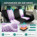 FH Group Automotive Rear Car Seat Covers for SUV, Trucks, Sedan and More - Universal Fit Rear Solid Bench Design Interior Accessories - 3D Mesh Fabric Center Panel - Purple