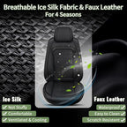 Car Seat Covers Fit for Subaru Crosstrek 2016-2023 2024 2025, Breathable Cooling Ice Silk Leather Seats Covers, 2 Front Seats Vehicle Seat Protector(Black)