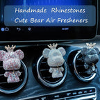 Pink Car Accessories, Bling Crystal Bear Car Air Freshener With Vent Clip,Rhinestone Aesthetic Car Decor Interior Decoration