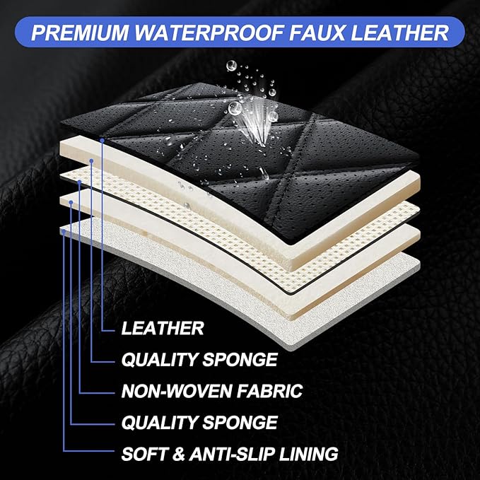 Fit TSX Car Seat Covers for Acura TSX 2003-2014 - Premium Leather, Waterproof, All-Weather, Airbag Compatible, Anti-Slip, Breathable, Easy Install, Seat Protectors, Full Set, Redline