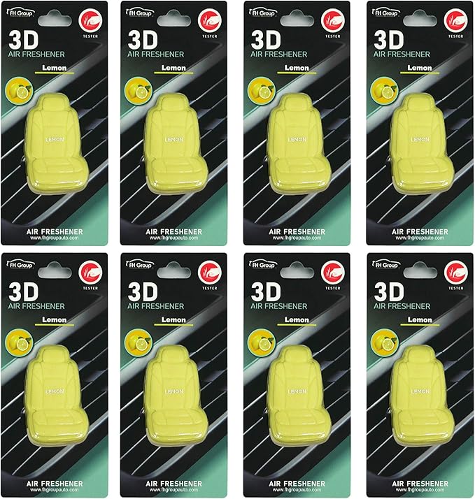 FH GROUP Car Seat Covers FH1017 Clip On 3D Air Freshener Lemon Scent (Yellow) – 8PK
