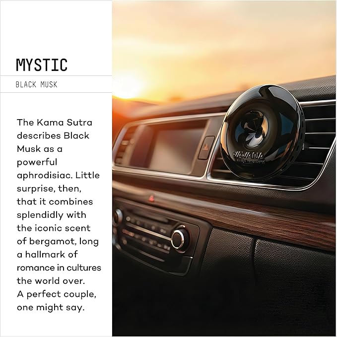 SPIN Vent Clip Car Fragrance – MYSTIC BLACK MUSK, Essential Oil Car Air Freshener, Liquid Free Solid Scent, Long Lasting (2 Pack)