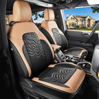 Red Rain Bronco Leather Seat Cover Customized Fit for Ford Bronco 2 Door 2025 to 2021 Black and Orange Auto Seat Cushion Protector (Bronco 2Door-Black+Orange)