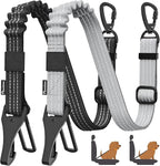 Pawaboo 2Pack Dog Seatbelt for Car, 3-in-1 Dog Car Seat Belt, Shockproof Dogs Tether with Buckle & Hook Latch, Adjustable Reflective Dogs Cars Harness Leash with 360° Lockable Buckle, Gray & Black