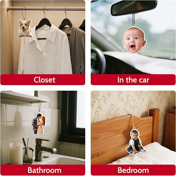 Bemaystar Custom Air Fresheners with Picture - Personalized Air Freshener for Car,Custom Double Sided Air Freshener for Wardrobe Bathroom Hanging Ornaments (Irregular Shape)