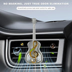 Car Air Freshener Vent Clip, Empty Guitar-Shaped Aromatherapy Diffuser Automobile Dashboard Ornament, Unscented Car Air Conditioner Clip Cute Rotating Decoration for Women Men (Golden)