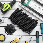Tandefio 50 Pack 1/2''x 5'' Ceramic Black Lag Screw Kit with Washers Hex Lag Bolts Wood Screws Heavy Duty Ruspert Coating Hot Dip Galvanized Double Layer for Wood Decks Fences