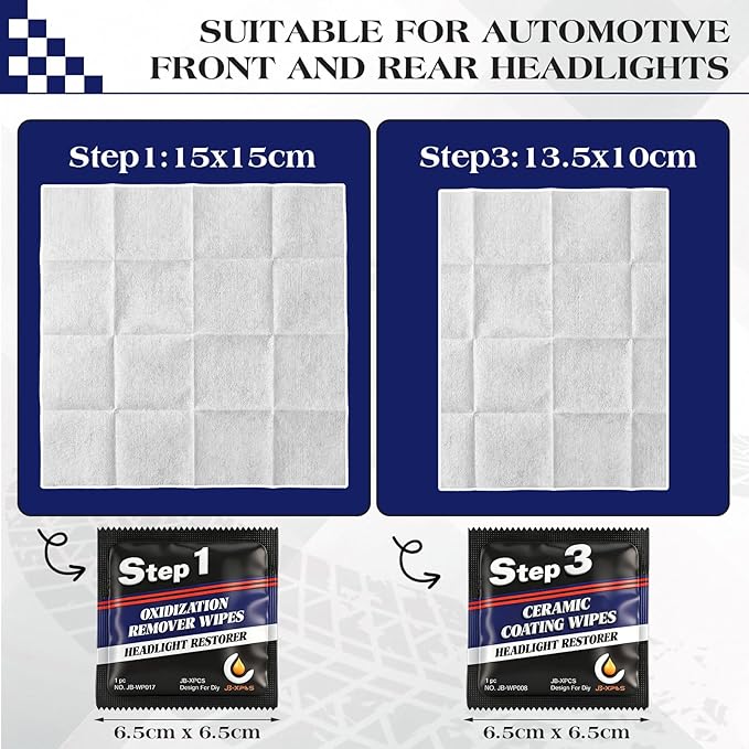 Demissle 21 Pcs Headlight Restoration Kit Includes 10 Remover Wipes 10 Coating Wipes 1 Glove Headlights Cleaner Kit for Restores Clarity Removes Yellowing Oxidation Cars Trucks Motorcycles