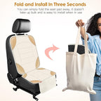 Sinvitron Car Seat Protector for Child Car Seat - Waterproof Non-Slip Leather Mat with 2 Mesh Pockets, Universal Seat Cover for Baby, Pets & Vehicles (1-Pack, Off-White)