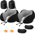 CloudBliss Travel Pillow Premium Memory Foam, Comfortable & Supportive Neck Pillow, Neck Pillows for Sleeping Travel, Airplane Pillow for Sleeping Airplane, Car, Office and Home（Black & Black）