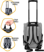 KOPEKS Deluxe Backpack Pet Travel Carrier with Double Wheels for Pets up to 10 Pounds - Black - Approved by Most Airlines