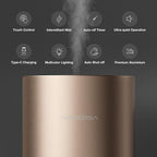Airversa Waterless Essential Oil Diffuser for Home Room Desk Car Air Freshener Diffuser, Up to 600 sq ft, Battery Operated, Mist Level and Timer Settings, 100mL Capacity, Cold Air, RD1 Titainium