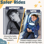 Kids Car Sleeping Pillow - X-Shaped Plush Animal for Neck & Back Support - Hands & Seat Belt Slot - Machine Washable & Compressible - Perfect for Car, Plane, Train, Boat & More - Grey