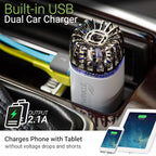 Car Air Purifier Ionizer - 12V Plug-in Ionic Anti-Microbial Car Deodorizer with Dual USB Charger - Smoke Smell, Pet and Food Odors, Allergens, Viruses Eliminator for Car (Matte White)