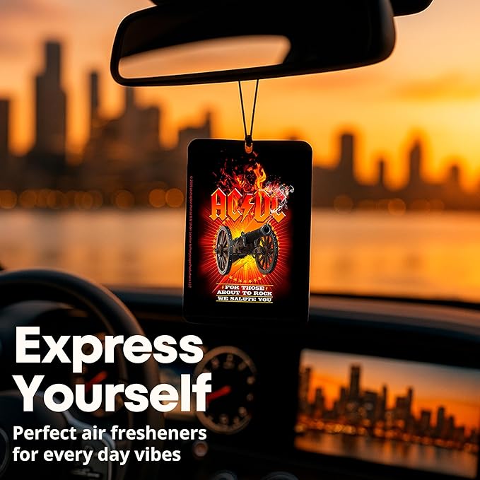 Rocksax AC/DC For Those About To Rock Hanging Air Freshener – Vanilla Car Air Freshener for Home & Office – Double-Sided Print Rock Band Memorabilia Car Fresheners