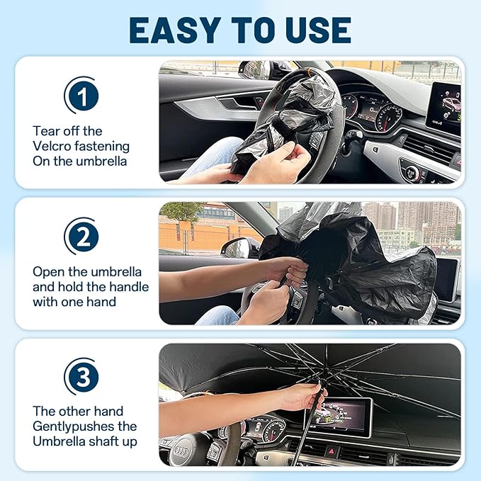 Windshield Sun Shade for Mazda CX-5 2017-2025, Umbrella Car Shades with 360°Rotating Shaft, Foldable Front Window Sunshade for UV & Heat Protection