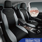 Skechers Memory Foam Seat Covers,Leather Car Seat Covers, Ultimate Comfort & Support Seat CoversFull Sets,Airbag Compatible, Automotive Universal Fit Most for SUVs, Vans, Sedans, Cars, Trucks,Gray