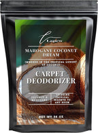 Lapew Mahogany Coconut Dream Carpet Deodorizer Powder - Pet Safe Freshener for Vacuuming | Scented Odor Eliminator for Home | 36 oz