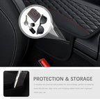 Patchwork Leather Center Console Covers for Cars,Upgraded Arm Rest Cover for Car with Side Storage Pocket for Car Seat Organizer,Middle Console Cover Stylish Car Decoration (Black)