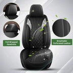 Bling Diamond Embroidered Seat Covers for Nissan Kicks 2018-2025 2026, Full Set 5 Seats, Sparkle Rhinestone Breathable Perforated Faux Leather Car Seat Covers for Women (Black)
