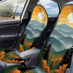2 Pack Car Seat Towel Covers, Sweat Protector for Front Seats, Premium Thickened Microfiber with National Park Geyser Landscape, Breathable & Quick Dry, Slip-on Headrest Pocket for Gym, Beach, Running