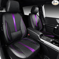 CAR PASS Nappa Leather Car Seat Covers, Water Resistant 3D Foam Faux Leather Seat Covers, Lumbar Support Automotive Seat Covers 2 Front Seats, Comfort & Universal Fit for Cars SUV Truck, Black Purple