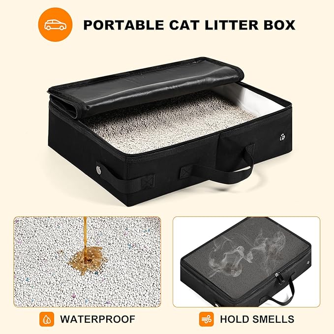 20 x 14 x 14 Expandable car Travel Carrier for 1 Small-Medium cat,with a Portable Leakproof Litter Box
