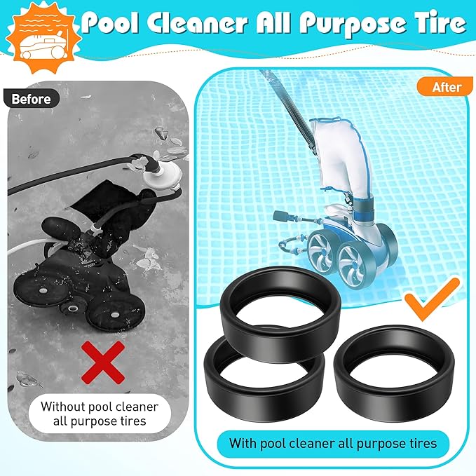 3 Pcs Pool Cleaner All Purpose Tire Replacement Part Compatible with Polaris Black Max, 3900 Sport, 480, and P39 Replacement Tire for Pool Cleaner