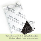 QUALIAZERO Natural Activated Carbon Charcoal Odor Absorber Filter | Eliminator Deodorizer Air Purifying Freshener Refill Bag | For Trash Can, Fridge, Shoes, etc.. | Made with Coconut Shell (3 PACK)