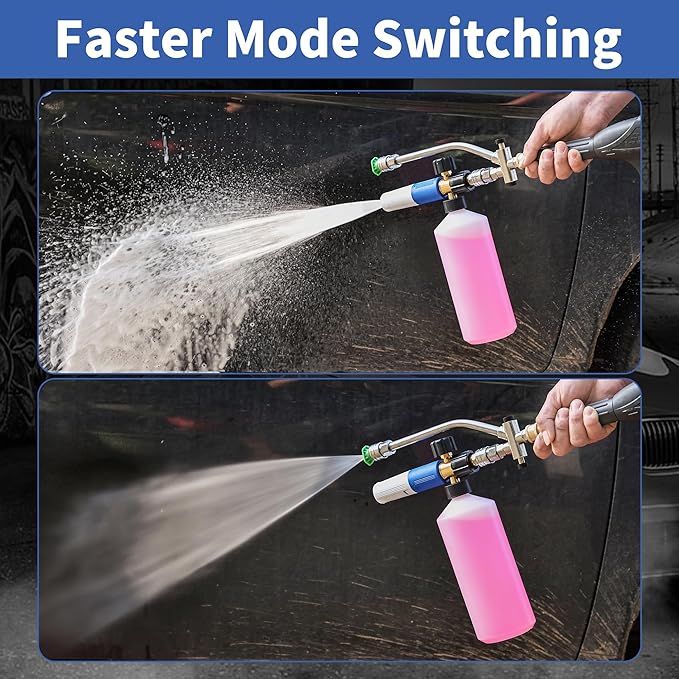 FENG PAI Pressure Washer Foam Cannon with Dual Connector Accessory & 7 Power Washer Sprayer Nozzles, Double Tip Attachment For Soap Cannon, 1/4" Quick Connect, 3600 PSI
