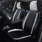 Bling Crystal Rhinestones Car Front Seat Covers for Womens Shining Diamond Seat Protectors, Anti-Slip Bottom Seat Cushion Covers for Auto Universal Fit Interior Accessories White 2Seats