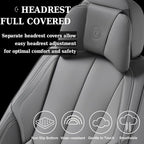 Coverado Universal Seat Covers Front, 2-Pack Waterproof Seat Covers for Cars, Universal Nappa Leather Car Seat Covers with Head Pillow, Auto Protectors Fit for Most Sedans SUV Pick-up Truck-Gray