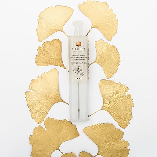CHIYU Bio Kintsugi Repair kit: Deluxe Box - Gold, Silver, Copper - Bio Based - Gold Glue - Food Safe - The Most Complete and Durable Kintsugi kit