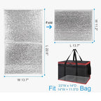 Bodaon 2PK Cooler Insulated Food Delivery Bag with Bottom for Delivery Drivers, XXX-Large Thermal Bags for Catering/Hot Pizza, Travel/Camping/Picnic Basket，Grocery Reusable Warmer Frozen, Black-Blue