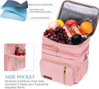 MIYCOO Lunch Bag & Lunch Box for Women Men Double Deck - Leakproof Insulated Soft Large Adult Lunch Cooler Bag for Work, Beach, Picnic, Camping, Travel (Pink,15L)