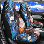ELEQIN Smoke Eagle US Flag Car Front Seat Covers, 2 Pack Polyester Automotive Seat ProtectorsSoft & Breathable, Automotive Interior Accessories for Most Cars