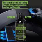 90ml Ceramic Plastic Restorer - Car Trim Restorer Kit with 12-Month UV Protection, 3 fl oz Professional Grade