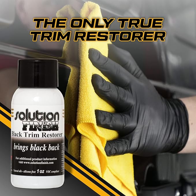 Solution Finish - Black Plastic & Vinyl Trim Restorer - Use for Car and Truck Detailing, No Wet Look, Instantly Revives Color to Trim, Bumpers, Mud Flaps, Etc., Black (1 oz)