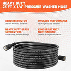 Pressure Washer Gun and Hose Kit, 25 FT High Power Washer Hose with Replacement Wand Extension, 5 Nozzle Tips, M22 Fitting