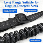 Black Adjustable Dog Car Safety Seat Belt with Elastic Cushion Leash & Anti-Tangle Metal Buckle